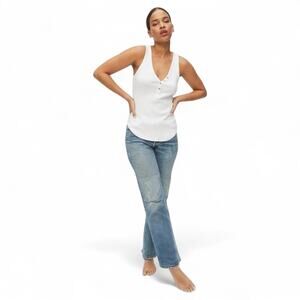 Michael Stars Luna Henley White Tank Top NWT